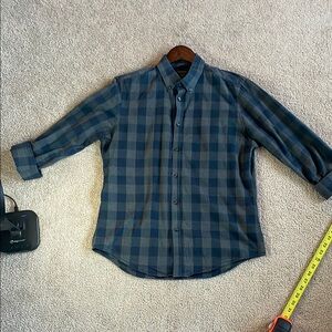 Zara Blue and Black Casual Button Down Shirt
